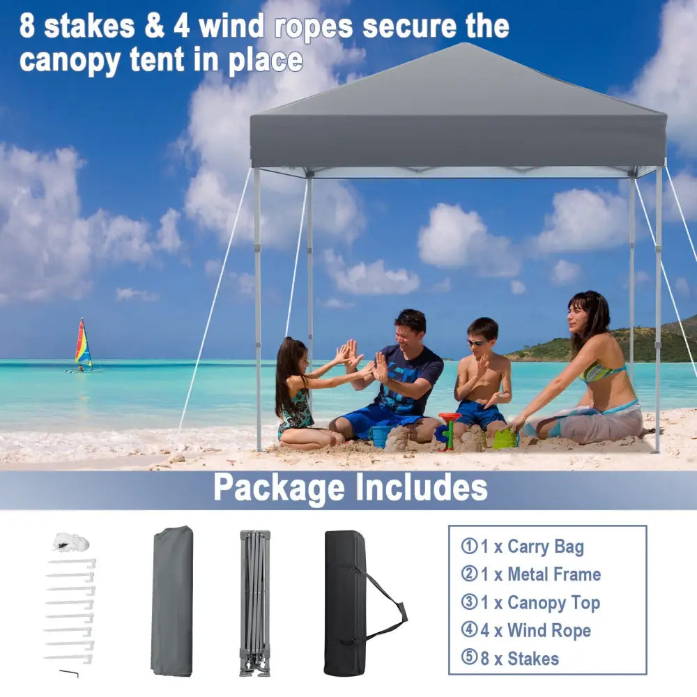6.6 x 6.6 Feet Outdoor Pop-up Canopy Tent with UPF 50+ Sun Protection-Gray - Gray - Canopies