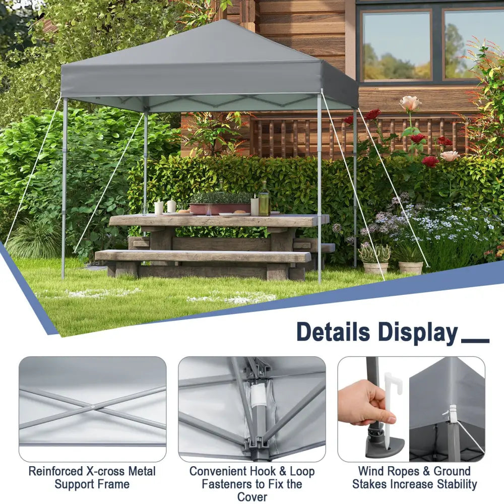 6.6 x 6.6 Feet Outdoor Pop-up Canopy Tent with UPF 50+ Sun Protection-Gray - Gray - Canopies