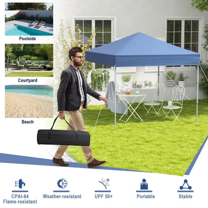 6.6 x 6.6 Feet Outdoor Pop-up Canopy Tent with UPF 50+ Sun Protection-Blue - Blue - Canopies
