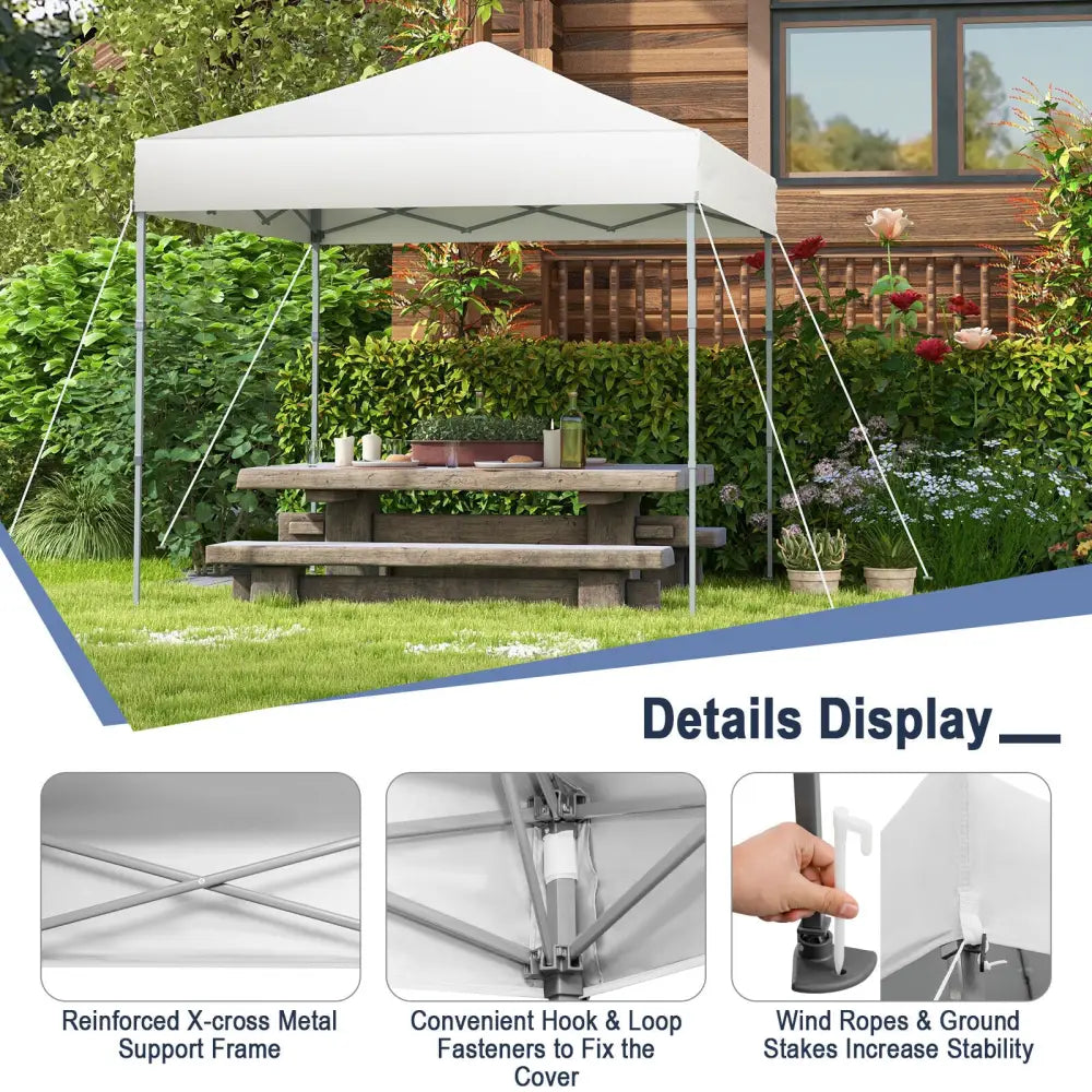6.6 x 6.6 Feet Outdoor Pop-up Canopy Tent with UPF 50+ Sun Protection-White - White - Canopies
