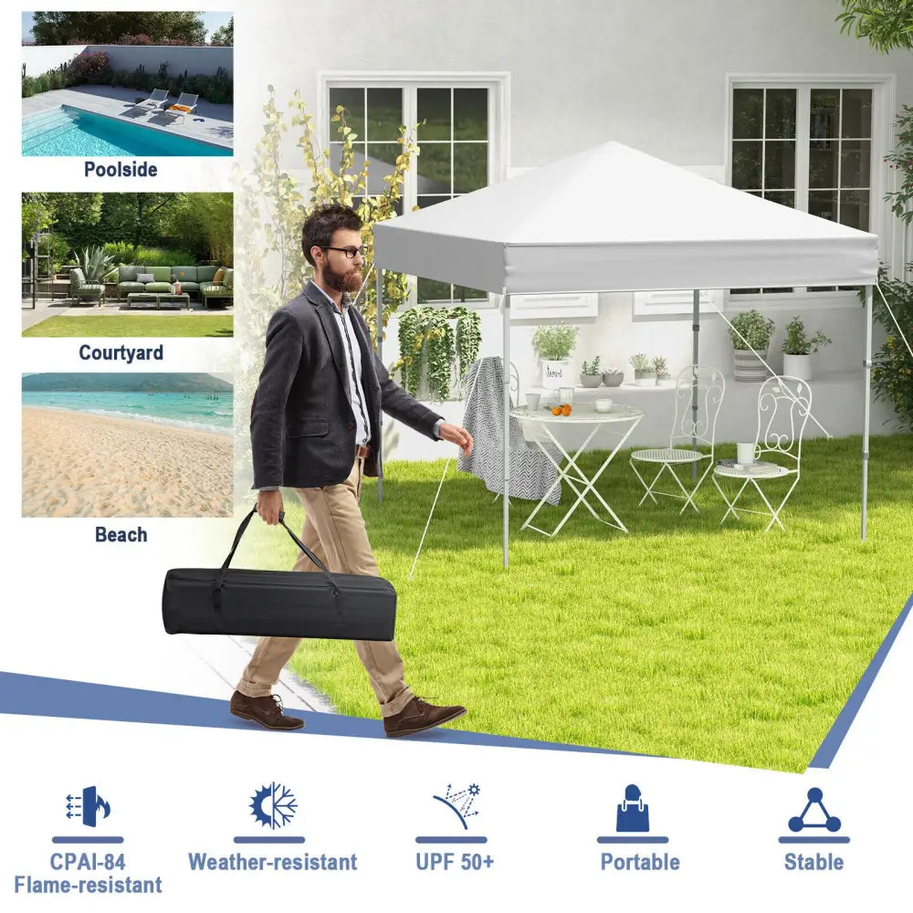 6.6 x 6.6 Feet Outdoor Pop-up Canopy Tent with UPF 50+ Sun Protection-White - White - Canopies