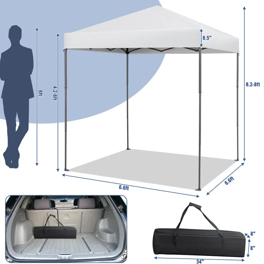 6.6 x 6.6 Feet Outdoor Pop-up Canopy Tent with UPF 50+ Sun Protection-White - White - Canopies