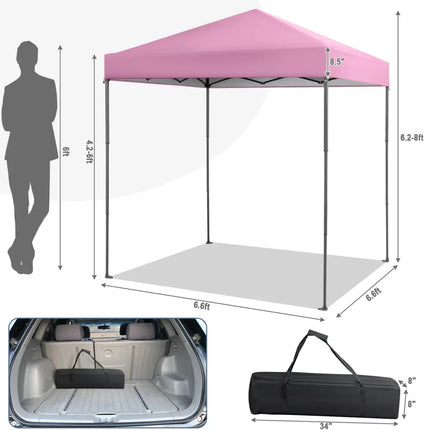 6.6 x 6.6 Feet Outdoor Pop-up Canopy Tent with UPF 50+ Sun Protection-Pink - Pink - Canopies