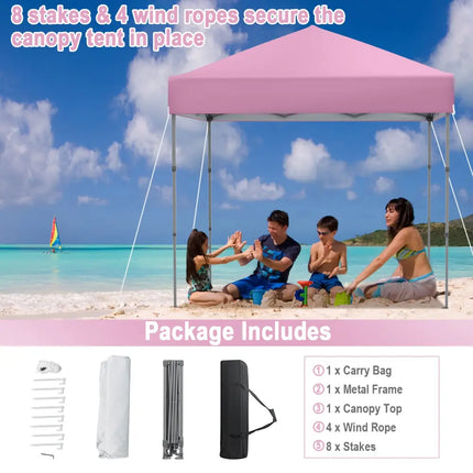 6.6 x 6.6 Feet Outdoor Pop-up Canopy Tent with UPF 50+ Sun Protection-Pink - Pink - Canopies