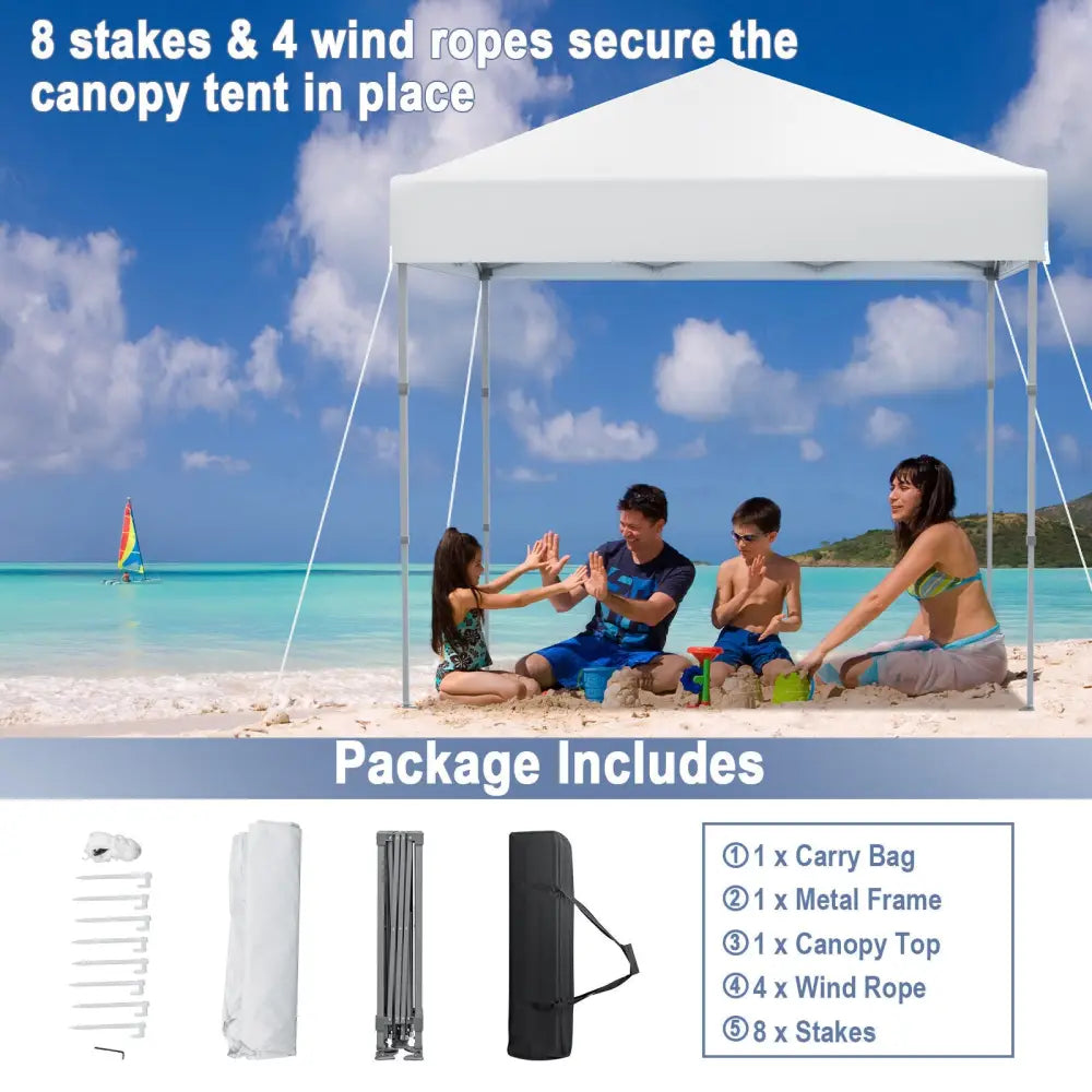 6.6 x 6.6 Feet Outdoor Pop-up Canopy Tent with UPF 50+ Sun Protection-White - White - Canopies