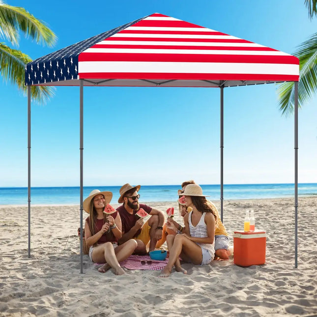 6.6 x 6.6 Feet Outdoor Pop-up Canopy Tent with UPF 50+ Sun Protection-Multicolor - Multicolor - Canopies