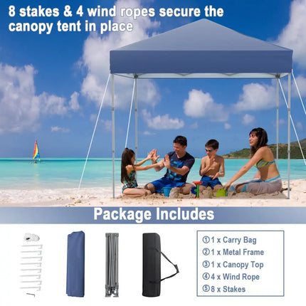 6.6 x 6.6 Feet Outdoor Pop-up Canopy Tent with UPF 50+ Sun Protection-Blue - Blue - Canopies