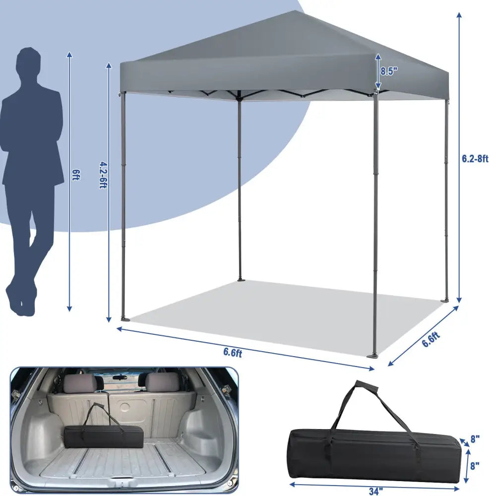 6.6 x 6.6 Feet Outdoor Pop-up Canopy Tent with UPF 50+ Sun Protection-Gray - Gray - Canopies