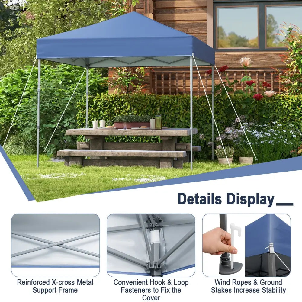 6.6 x 6.6 Feet Outdoor Pop-up Canopy Tent with UPF 50+ Sun Protection-Blue - Blue - Canopies
