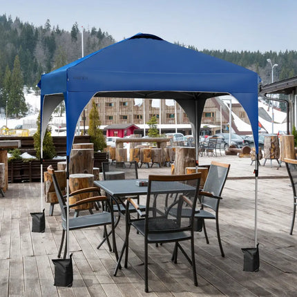 6.6 x 6.6 FT Pop Up Height Adjustable Canopy Tent with Roller Bag-Blue - Blue - Canopies