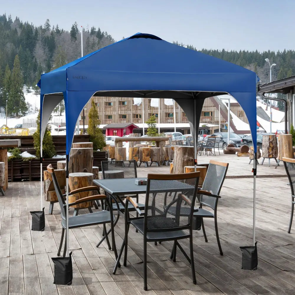 6.6 x 6.6 FT Pop Up Height Adjustable Canopy Tent with Roller Bag-Blue - Blue - Canopies
