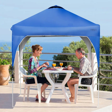 6.6 x 6.6 FT Pop Up Height Adjustable Canopy Tent with Roller Bag-Blue - Blue - Canopies