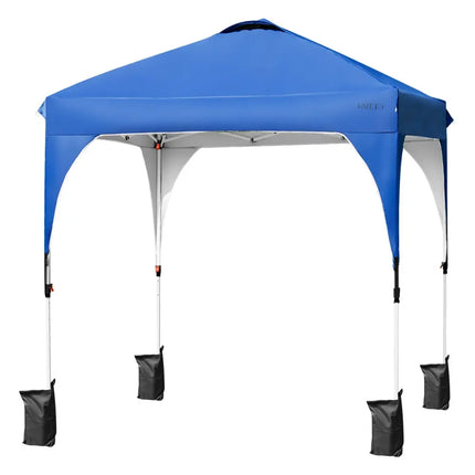 6.6 x 6.6 FT Pop Up Height Adjustable Canopy Tent with Roller Bag-Blue - Blue - Canopies