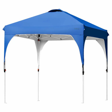6.6 x 6.6 FT Pop Up Height Adjustable Canopy Tent with Roller Bag-Blue - Blue - Canopies