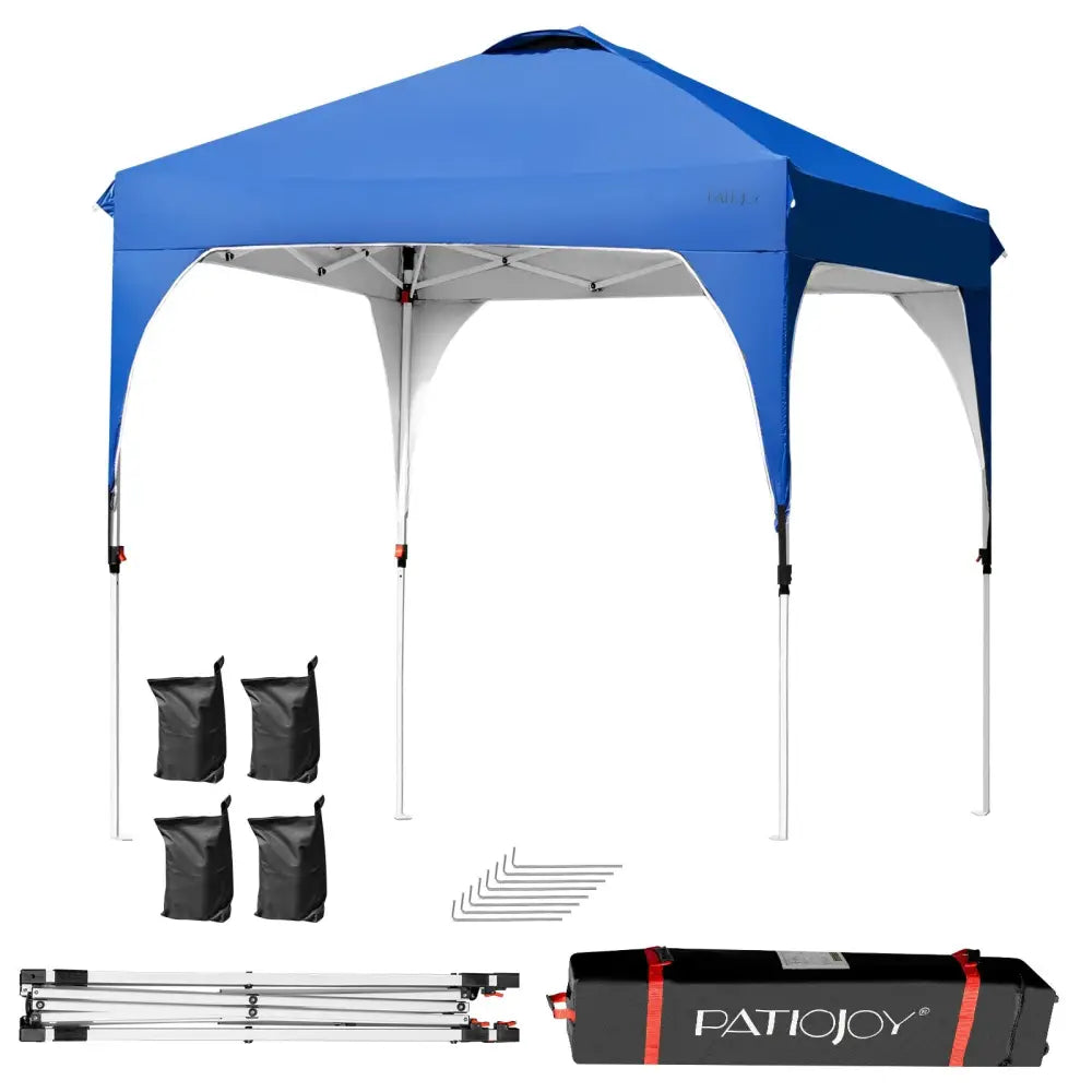 6.6 x 6.6 FT Pop Up Height Adjustable Canopy Tent with Roller Bag-Blue - Blue - Canopies