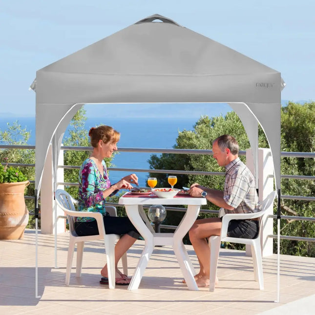 6.6 x 6.6 FT Pop Up Height Adjustable Canopy Tent with Roller Bag-Gray - Gray - Canopies
