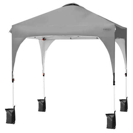 6.6 x 6.6 FT Pop Up Height Adjustable Canopy Tent with Roller Bag-Gray - Gray - Canopies