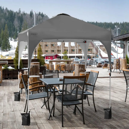 6.6 x 6.6 FT Pop Up Height Adjustable Canopy Tent with Roller Bag-Gray - Gray - Canopies