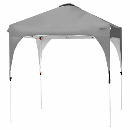 6.6 x 6.6 FT Pop Up Height Adjustable Canopy Tent with Roller Bag-Gray - Gray - Canopies