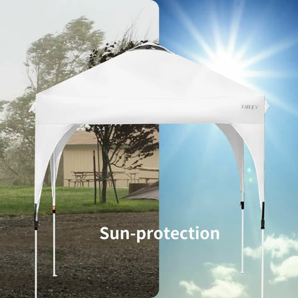 6.6 x 6.6 FT Pop Up Height Adjustable Canopy Tent with Roller Bag-White - White - Canopies