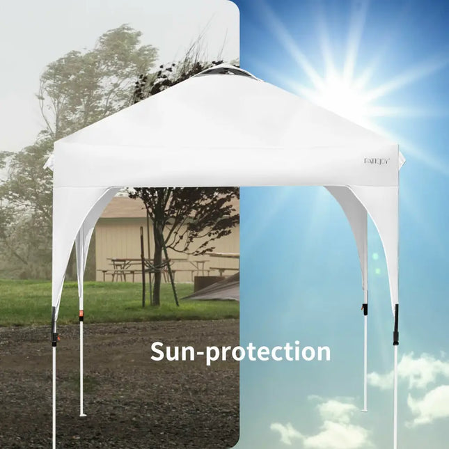 6.6 x 6.6 FT Pop Up Height Adjustable Canopy Tent with Roller Bag-White - White - Canopies