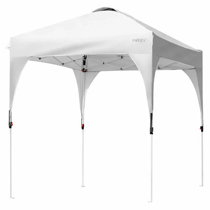 6.6 x 6.6 FT Pop Up Height Adjustable Canopy Tent with Roller Bag-White - White - Canopies