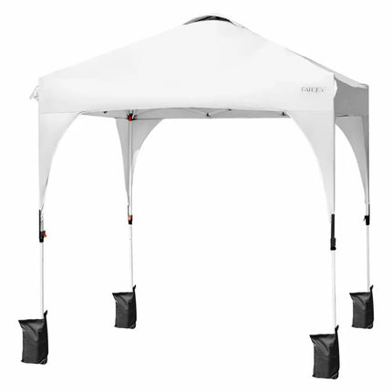 6.6 x 6.6 FT Pop Up Height Adjustable Canopy Tent with Roller Bag-White - White - Canopies
