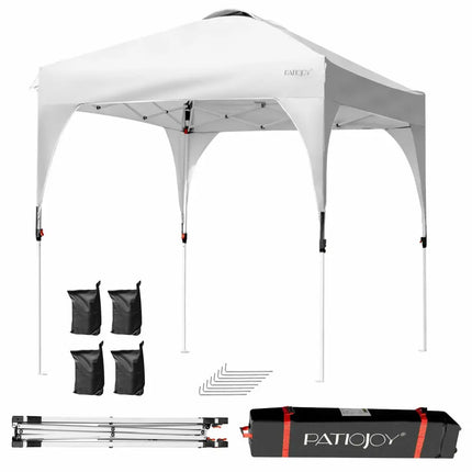6.6 x 6.6 FT Pop Up Height Adjustable Canopy Tent with Roller Bag-White - White - Canopies