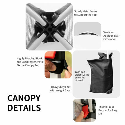 6.6 x 6.6 FT Pop Up Height Adjustable Canopy Tent with Roller Bag-White - White - Canopies