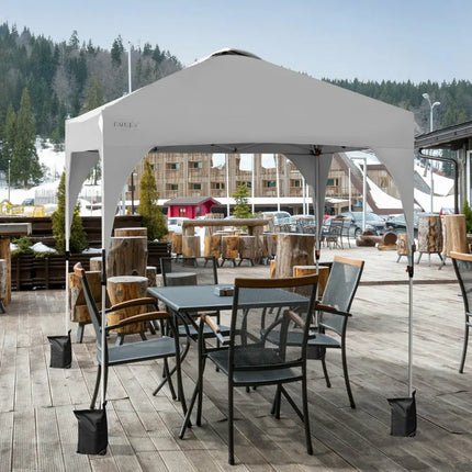 6.6 x 6.6 FT Pop Up Height Adjustable Canopy Tent with Roller Bag-White - White - Canopies