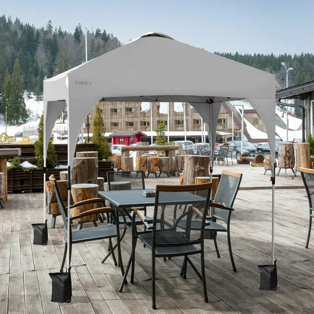 6.6 x 6.6 FT Pop Up Height Adjustable Canopy Tent with Roller Bag-White - White - Canopies