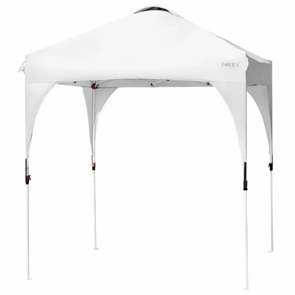 6.6 x 6.6 FT Pop Up Height Adjustable Canopy Tent with Roller Bag-White - White - Canopies