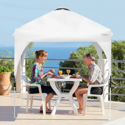 6.6 x 6.6 FT Pop Up Height Adjustable Canopy Tent with Roller Bag-White - White - Canopies