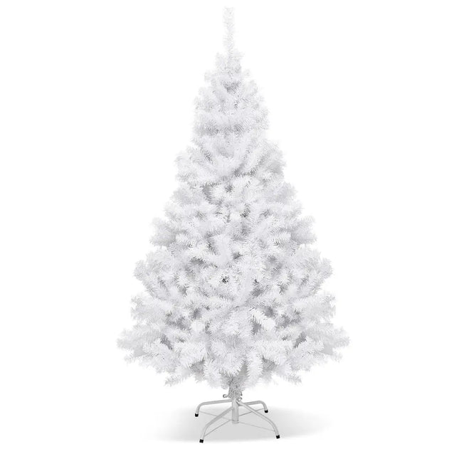 6’ / 7.5’ / 9’ Hinged Artificial Christmas Tree with Metal Stand-6 ft - White - Christmas Tree