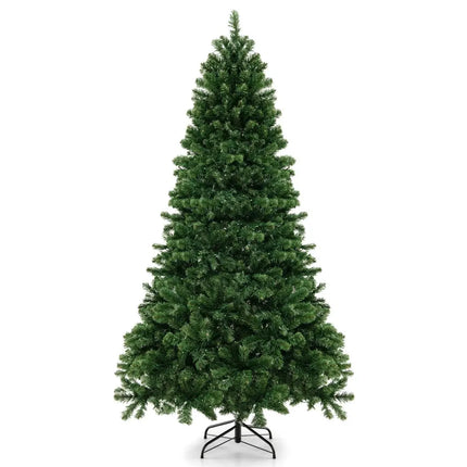 6/7/8 Feet Hinged Christmas Tree with PVC Branch Tips Warm White LED Lights-8 ft - Green - Christmas Tree