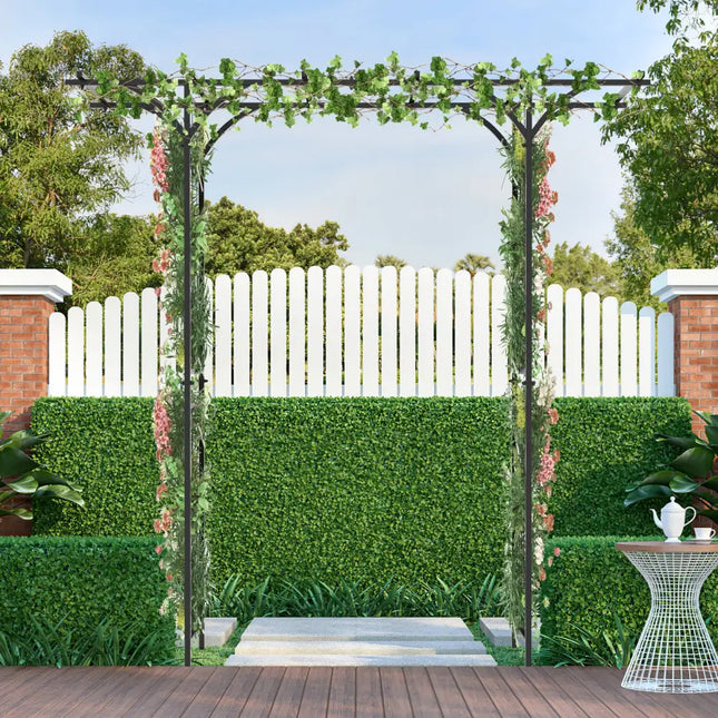 6.8 Feet Garden Arbor with Trellises for Climbing Plant Vine Rose - Black - Outdoor Decor