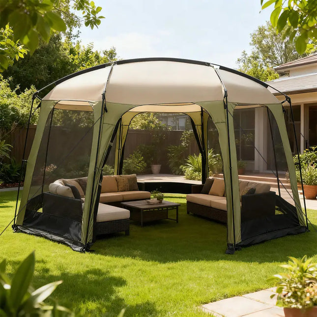 6-8 Person Netted Canopy Tent with Zippered Door - Black - Tents