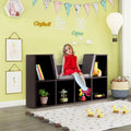 6-Cubby Kid Storage Bookcase Cushioned Reading Nook-Brown - Brown - Kids Storage