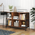 6 Cube Bookcase 42’’ Wide Horizontal Bookshelf with Accent Cubby Shelf-Rustic Brown - Rustic Brown - Bookcases