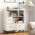 6-Cube Bookshelf with 3 Removable Folding Fabric Drawers for Living Room-White - White - Bookcases