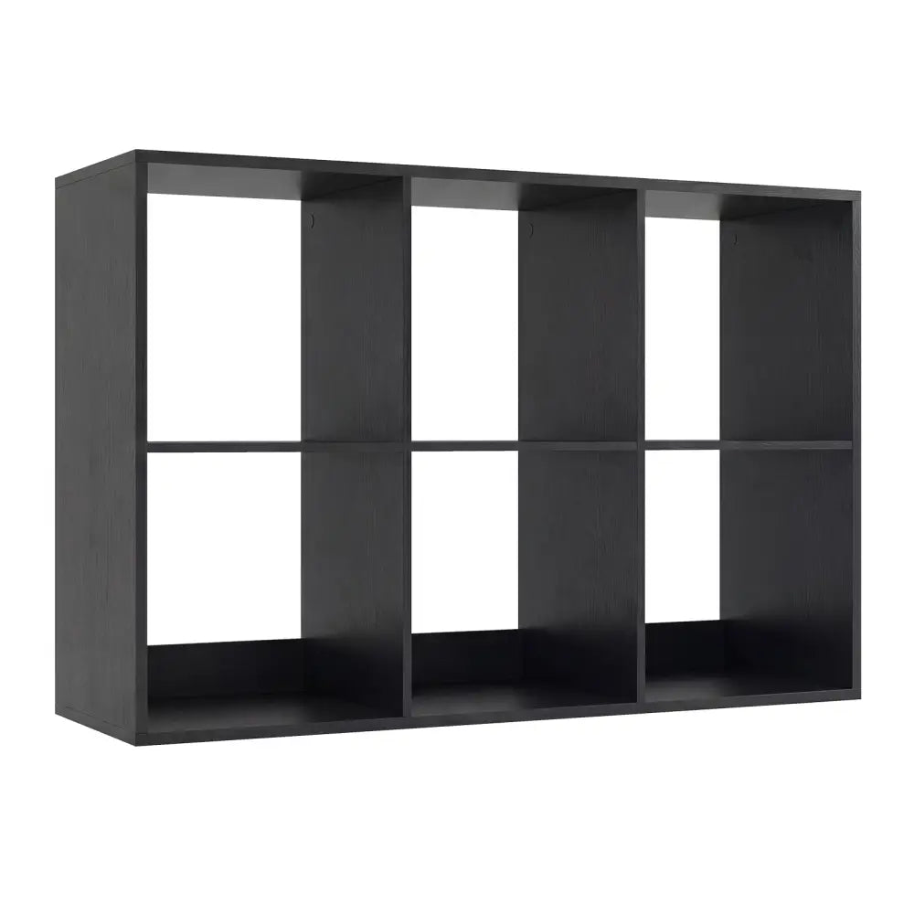 6 Cube Bookshelf with Back Guardrail for Living Room Bedroom-Black - Black - Bookcases