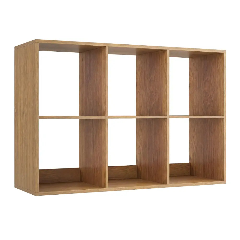 6 Cube Bookshelf with Back Guardrail for Living Room Bedroom-Natural - Natural - Bookcases