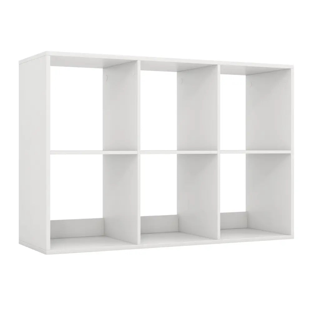 6 Cube Bookshelf with Back Guardrail for Living Room Bedroom-White - White - Bookcases