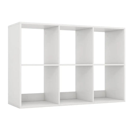 6 Cube Bookshelf with Back Guardrail for Living Room Bedroom-White - White - Bookcases