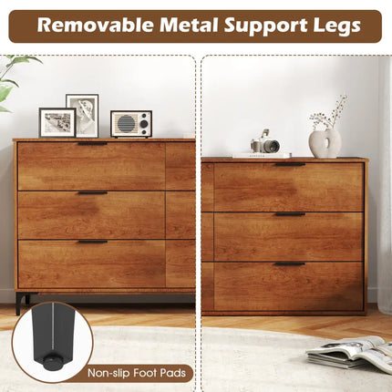 6-Drawer Dresser with Interlock System for Bedroom Living Room-Cherry - Cherry - Dressers & Chests