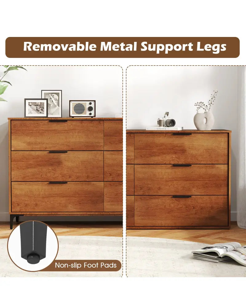 6-Drawer Dresser with Interlock System for Bedroom Living Room-Cherry - Cherry - Dressers & Chests