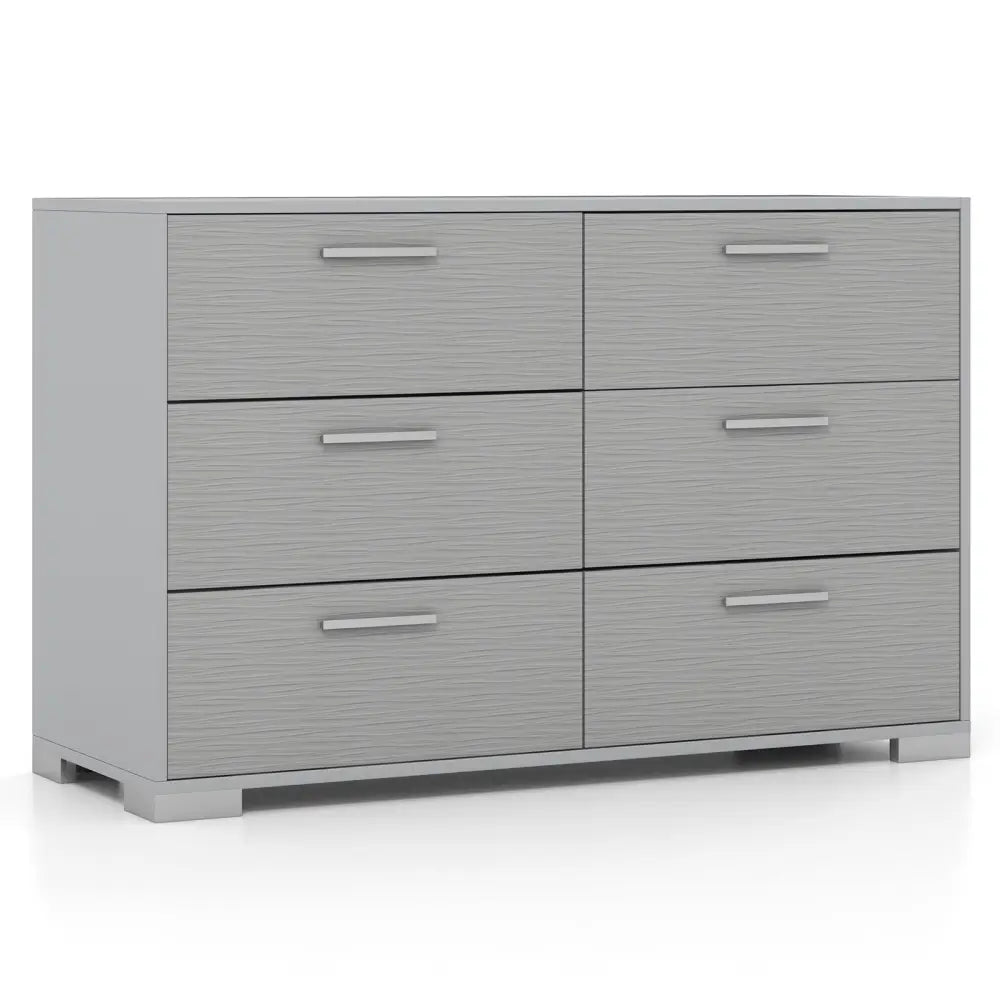 6 Drawer Storage Cabinet with Metal Legs Handles with Anti-Toppling Devices-Grey - Gray - Cabinets & Chests