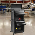 6-Drawer Tool Chest with Heightening Cabinet-Black - Black - Garden Tools