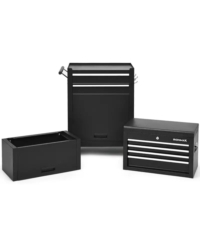6-Drawer Tool Chest with Heightening Cabinet-Black - Black - Garden Tools