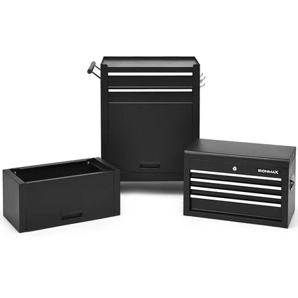 6-Drawer Tool Chest with Heightening Cabinet-Black - Black - Garden Tools